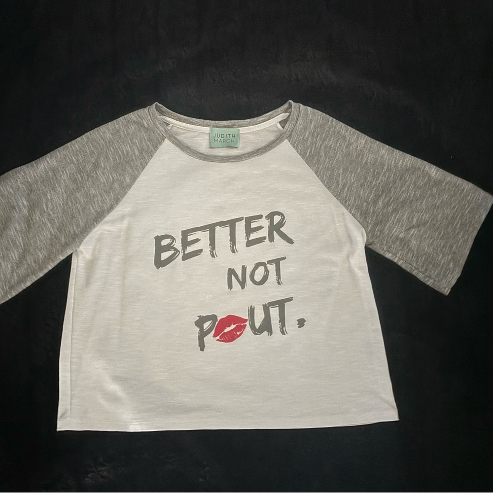 Women’s “Judith March” Gray and White Tee